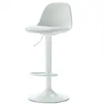 Taburete Tulip Barra Regulable Hidráulico Giratorio Ecocuero Blanco