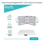 Mesa De Jardin Plegable Rofft 1.8 Mts Valija Para Camping