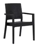 Sillón Rattan F835001 - Apilable, Simil Rattan, Resistente UV, Negro