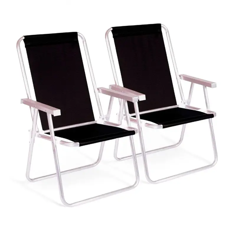 Combo X2 Sillas Confort Mor Sannet Aluminio Cap.120 Kg Negro