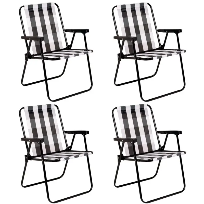 Combo X4 Sillas Alta Retro a Cuadros de Acero Mor 2583 110Kg