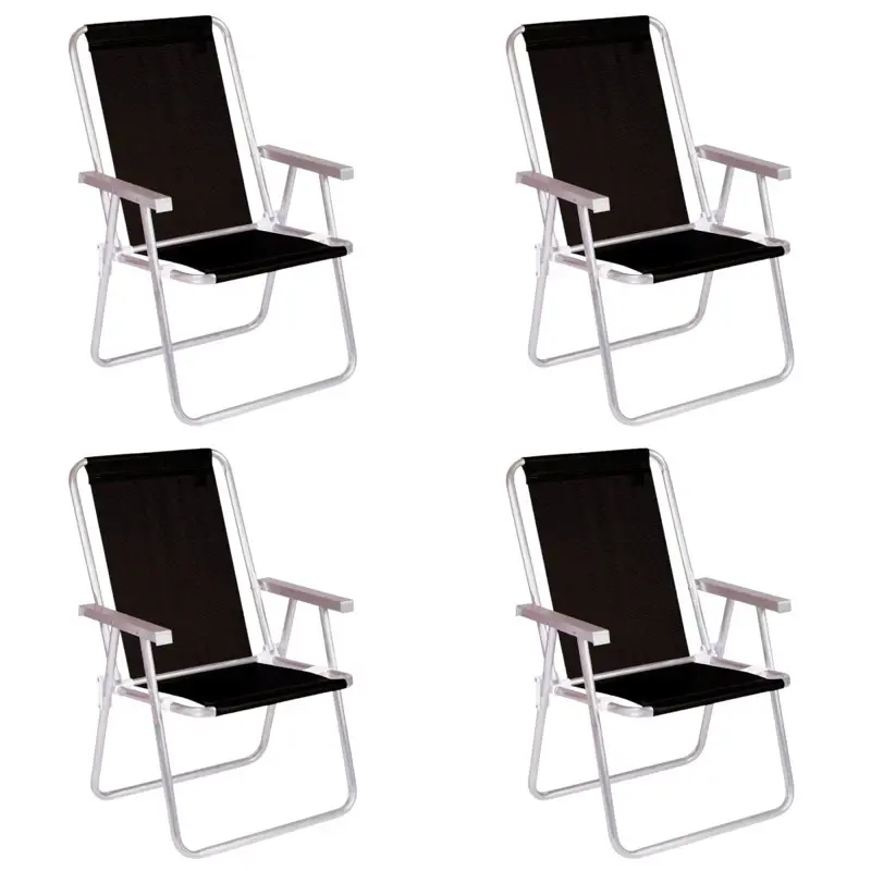 Combo X4 Sillas Confort Mor Sannet Aluminio Cap.120 Kg Negro