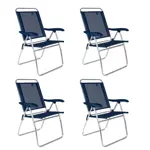 Combo X4 Sillas Reclinables Mor De Aluminio Con Portavasos