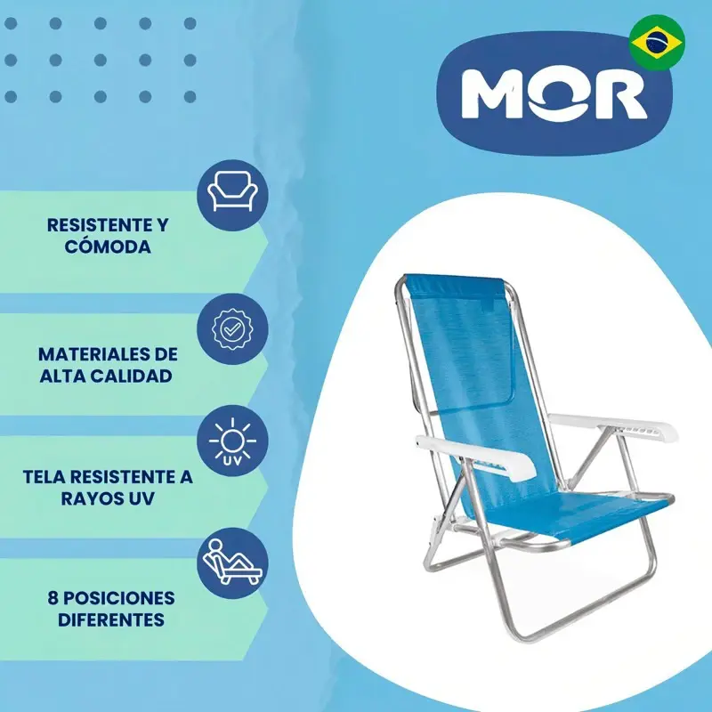 Silla Reclinable de Aluminio 8 Posiciones Mor Sannet