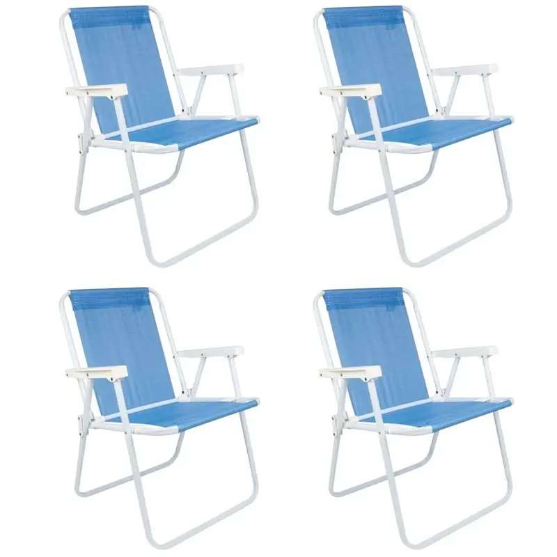 Combo x4 Silla Alta de Acero Mor Sannet Playa Camping 110 Kg