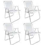 Combo x4 Silla Alta Aluminio Mor Sannet Playa Camping 110 Kg
