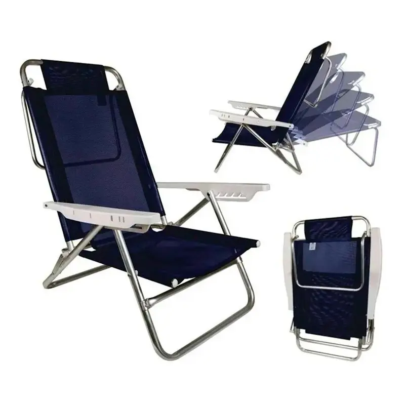 Silla Playa Reposera Aluminio 6 Posiciones Mor Summer Azul