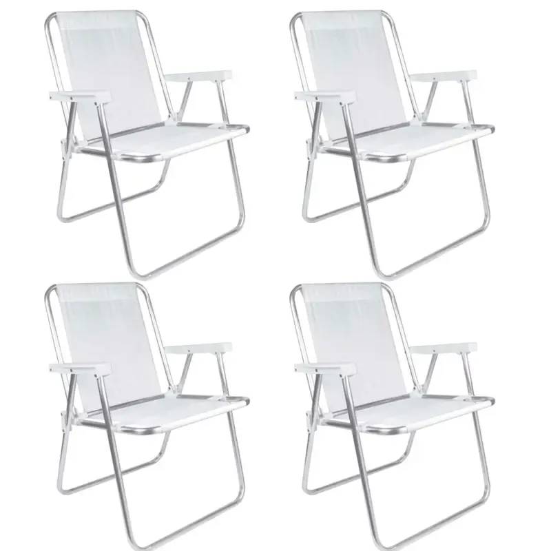 Combo x4 Silla Alta Aluminio Mor Sannet Playa Camping 110 Kg