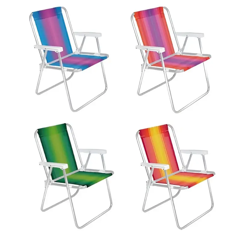 Combo x4 Silla Plegable Alta Aluminio Mor Colores Surtidos