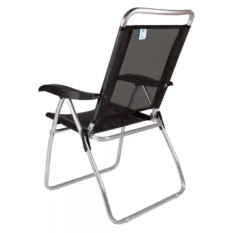 Silla Reclinable Mor Boreal De Aluminio C/Portavasos Negra