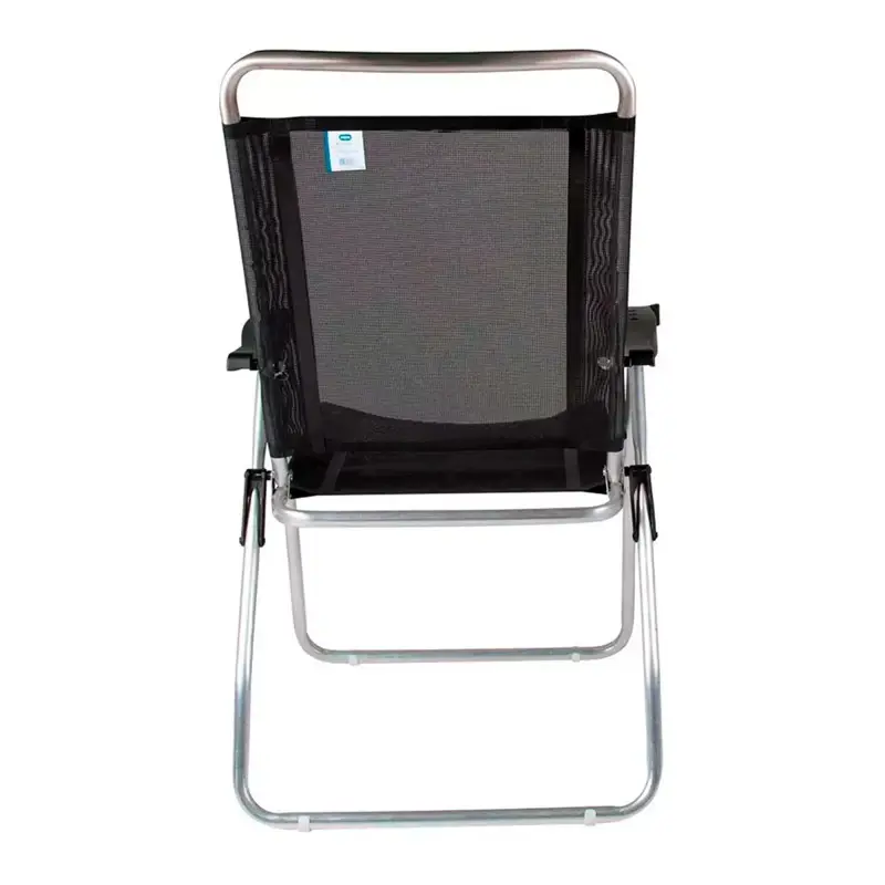 Silla Reclinable Mor Boreal De Aluminio C/Portavasos Negra