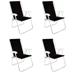 Combo x4 Sillas Respaldo Alto Confort Plegable Alum. Mor