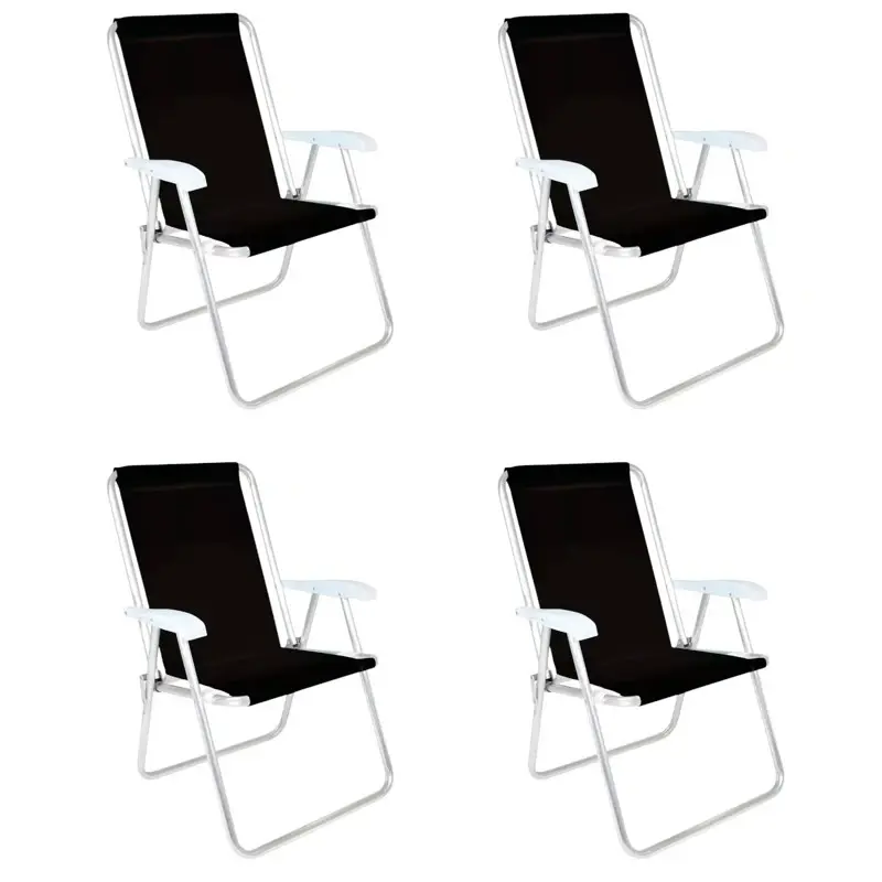Combo x4 Sillas Respaldo Alto Confort Plegable Alum. Mor