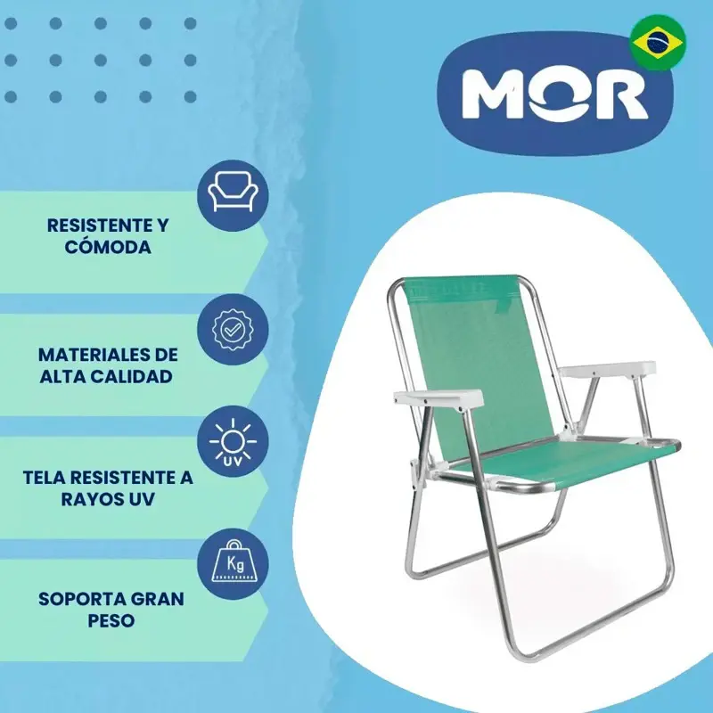 Silla Alta de Aluminio Mor Sannet Playa Camping 110 Kg