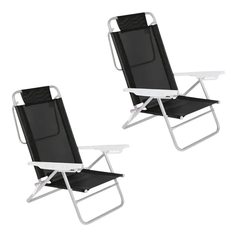 Kit X2 Reposera Silla Playa Aluminio 6 Posiciones Mor Summer