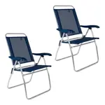 Kit X2 Silla Reclinable Mor Boreal De Aluminio C/Portavasos