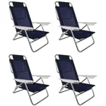 Kit X4 Sillas Reposeras de Aluminio 6 Posiciones Mor Summer