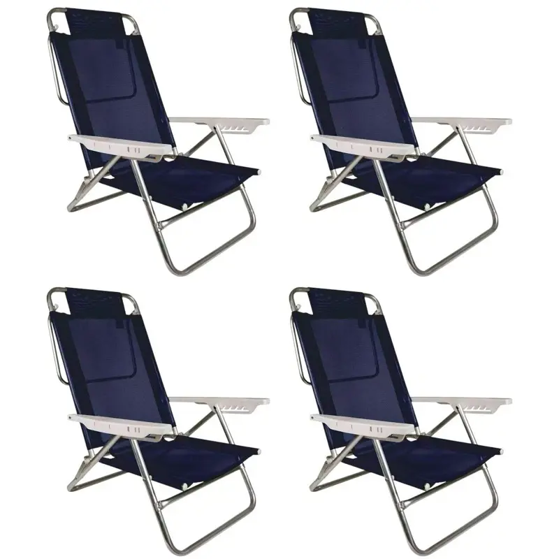 Kit X4 Sillas Reposeras de Aluminio 6 Posiciones Mor Summer