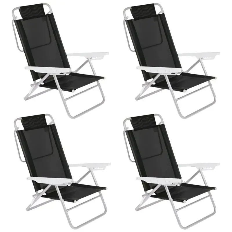 Kit X4 Sillas Reposeras de Aluminio 6 Posiciones Mor Summer