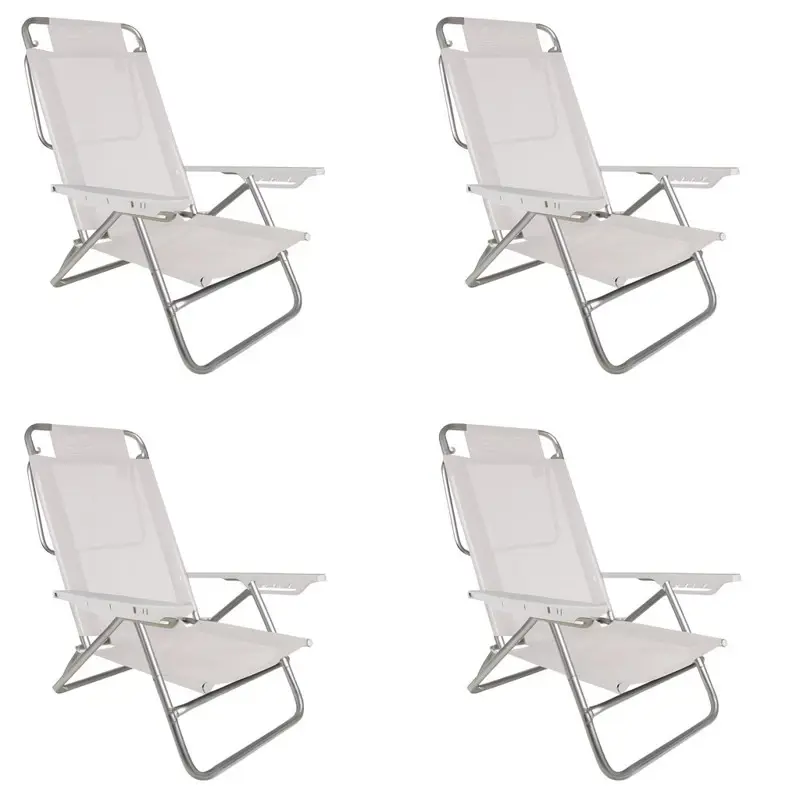 Kit X4 Sillas Reposeras de Aluminio 6 Posiciones Mor Blanco