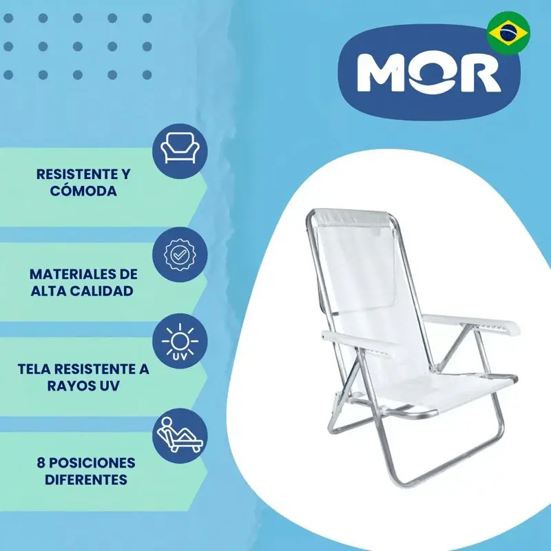 Silla Reclinable de Aluminio 8 Posiciones Mor Sannet