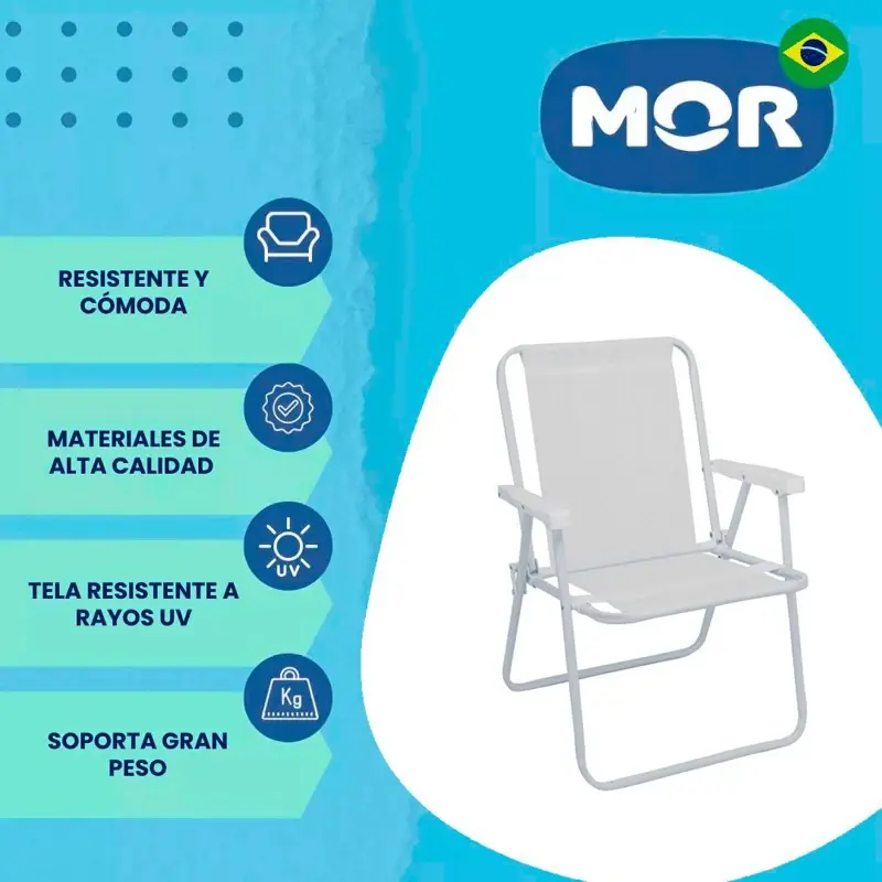 Silla Alta de Acero Mor Sannet Playa Camping 110 Kg