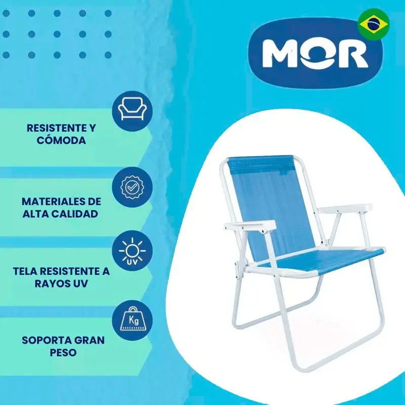 Silla Alta de Acero Mor Sannet Playa Camping 110 Kg