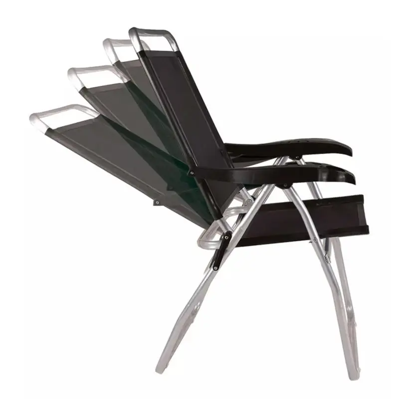 Silla Reclinable Mor Boreal De Aluminio C/Portavasos Negra