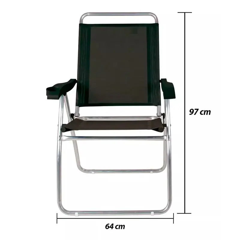 Silla Reclinable Mor Boreal De Aluminio C/Portavasos Negra