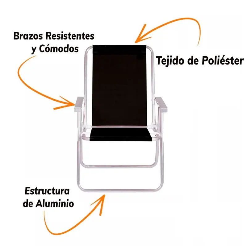 Silla Confort Mor Sannet Aluminio Color Negro Soporta 120 Kg