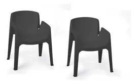 Silla Diseño  Apilable Resistente Gris X 2