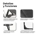 Reposera Plegable Reforzada Waggs 8 Posiciones Cama Exterior Negro
