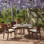 Juego de 4 Silla De Plastico Chocolate Reforzadas sin Apoyabrazos Simil Rattan