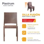 Juego de 4 Silla De Plastico Chocolate Reforzadas sin Apoyabrazos Simil Rattan