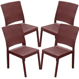 Juego De 4 Silla De Plastico Chocol...