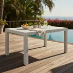 Mesa Plastica Rectangular Blanca Simil Rattan 140x80x76cm