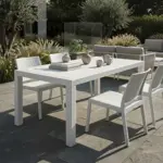 Mesa Plastica Rectangular Blanca Simil Rattan 140x80x76cm