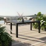 Juego Mesa De Jardin Plastico Rattan 140x80cm + 4 Sillas Negras