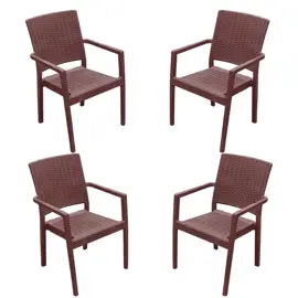 Juego De 4 Sillon De Plastico Choco...