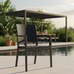 Juego de 4 Sillon De Plastico Negro Reforzadas Con Apoyabrazos Simil Rattan