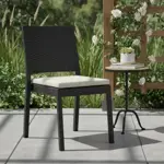 Juego de 6 Silla De Plastico Negro Reforzadas sin Apoyabrazos Simil Rattan