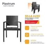 Juego de 6 Sillon De Plastico Negro Reforzadas Con Apoyabrazos Simil Rattan