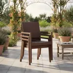 Juego de 6 Sillon De Plastico Chocolate Reforzadas Con Apoyabrazos Simil Rattan