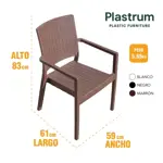Juego de 6 Sillon De Plastico Chocolate Reforzadas Con Apoyabrazos Simil Rattan