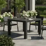 Mesa Plastica Cuadrada Simil Rattan 80x80x76cm Negra