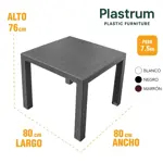 Mesa Plastica Cuadrada Simil Rattan 80x80x76cm Negra
