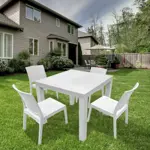 Mesa Plastica Cuadrada Simil Rattan 80x80x76cm Blanca