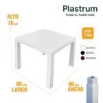 Mesa Plastica Cuadrada Simil Rattan 80x80x76cm Blanca