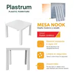 Mesa Plastica Cuadrada Simil Rattan 80x80x76cm Blanca