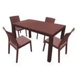 Juego Mesa De Jardin Plastico Rattan 140x80cm + 6 Sillas Chocolate